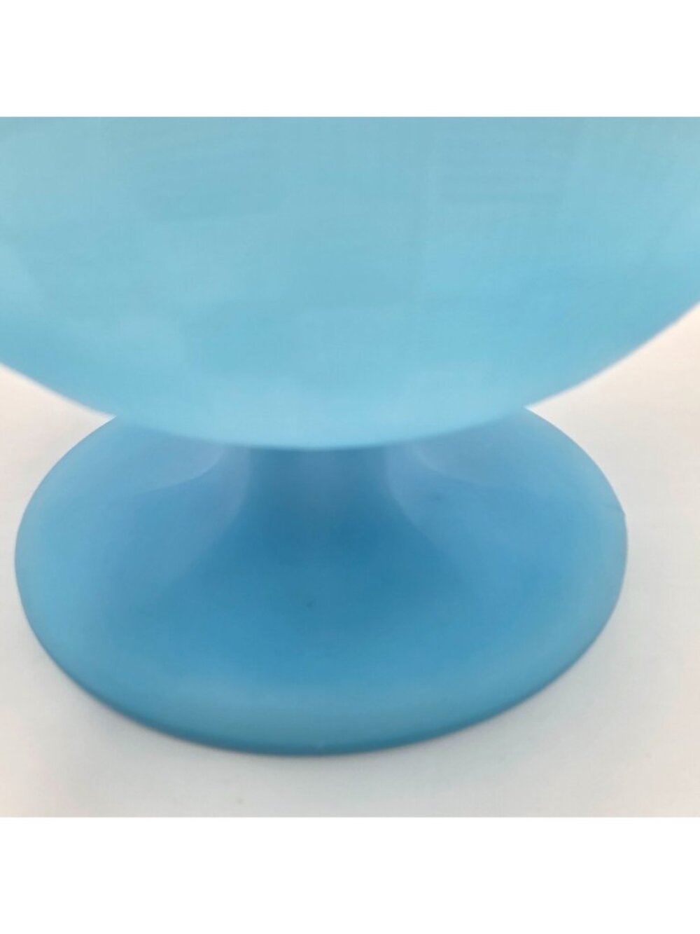 Fenton Three Fruits #8242 Handled Compote Satin Blue Milk Glass - Picture 6 of 9